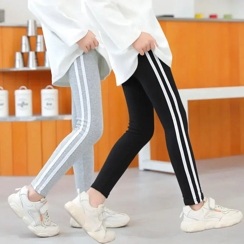 Comfortable Girls' Leggings with Side Stripes
