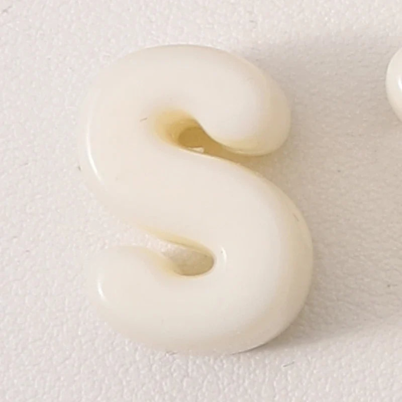20pcs Beige Acrylic Large Hole Letter Loose Beads DIY Necklace