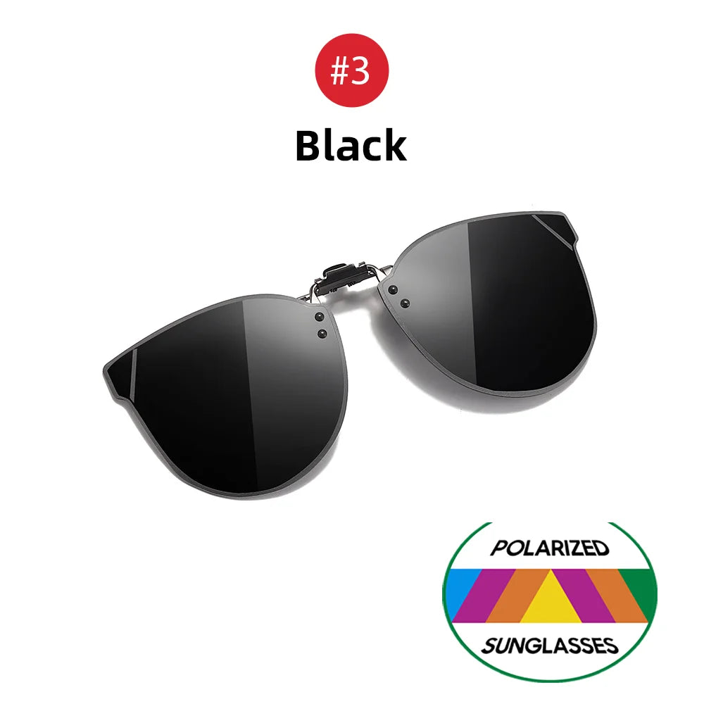 VIVIBEE Gradient Women's Cat Eye Flip Up Clip On Sunglasses Women Driving Polarized Oversized Sun Glasses Purple Eyeglasses