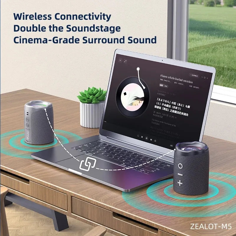 ZEALOT-M5 Magnetic Bluetooth Speaker 2-in-1 Power on Couplet Mini Speaker Macaron Color Dual Channel RGB Light Bluetooth 5.4