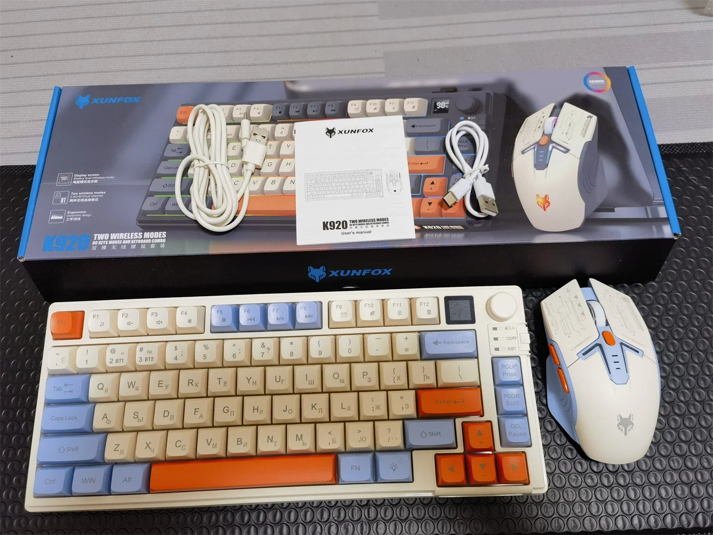 Wireless Keyboard 80 Key 80% Layout Spanish Russian Arabic Korean Keyboard Mouse Set Bluetooth 2.4G 2000mAh Type C K92 Backlight