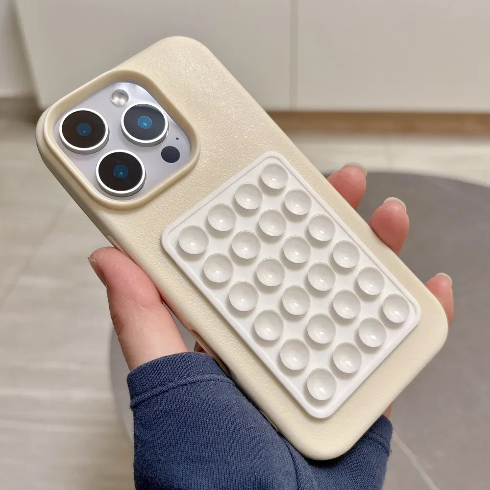 Luxury 3D Suction Cup Stand Litchi Pattern Phone Case