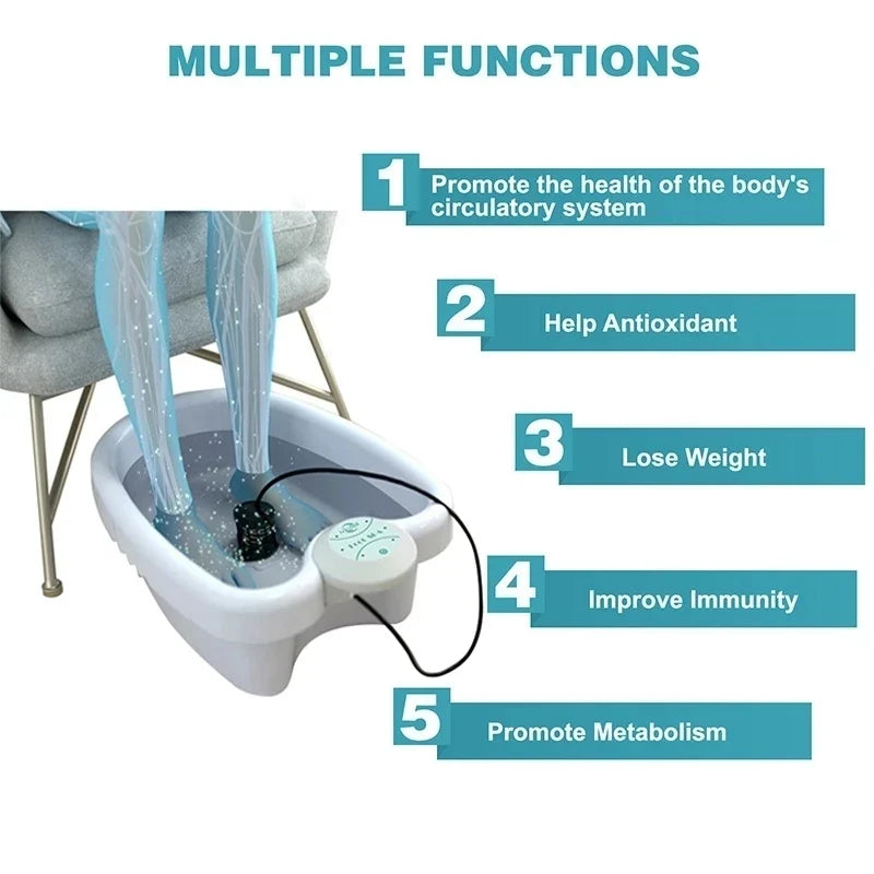 Ionic Detox Foot Bath Massage Machine with Basin Electric Foot Spa Bath Massager Deep Tissue Clean Vibrant Vibration Care Arrays