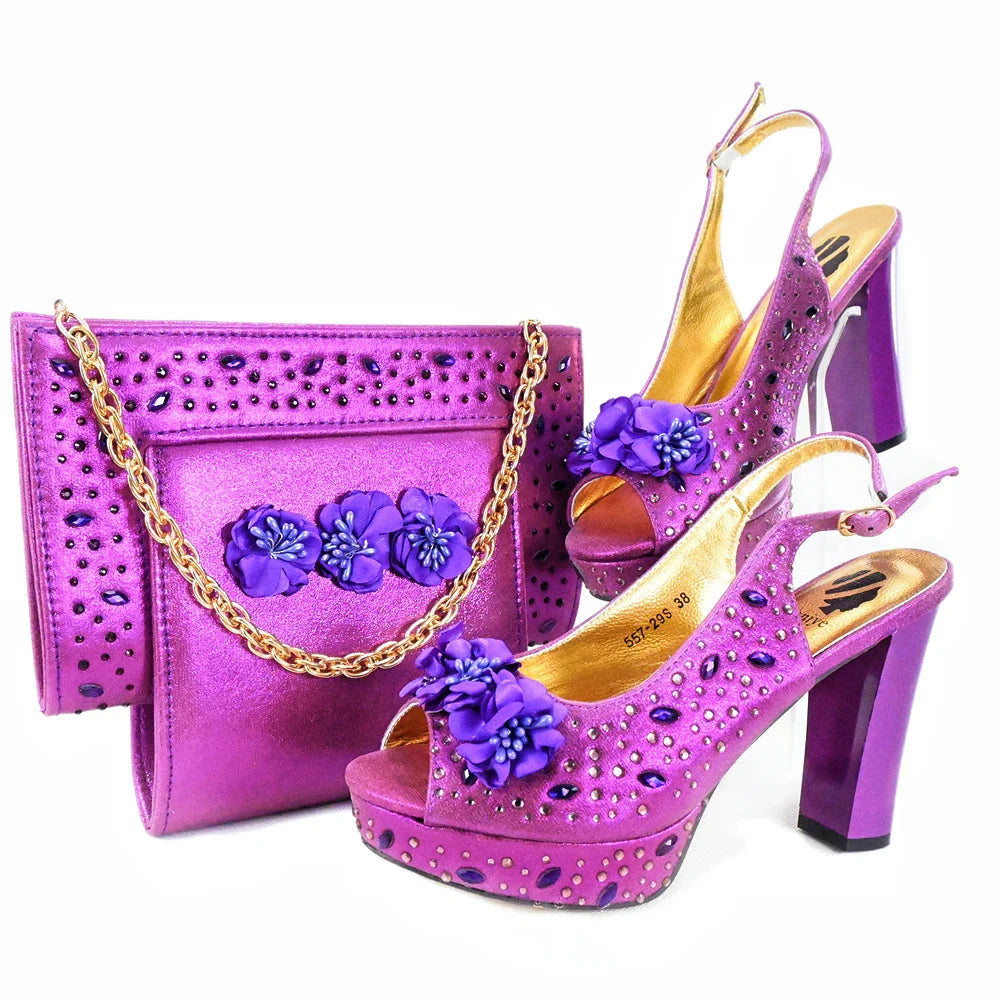 Conjunto a juego de zapatos y bolso nuevos HJK1-11
