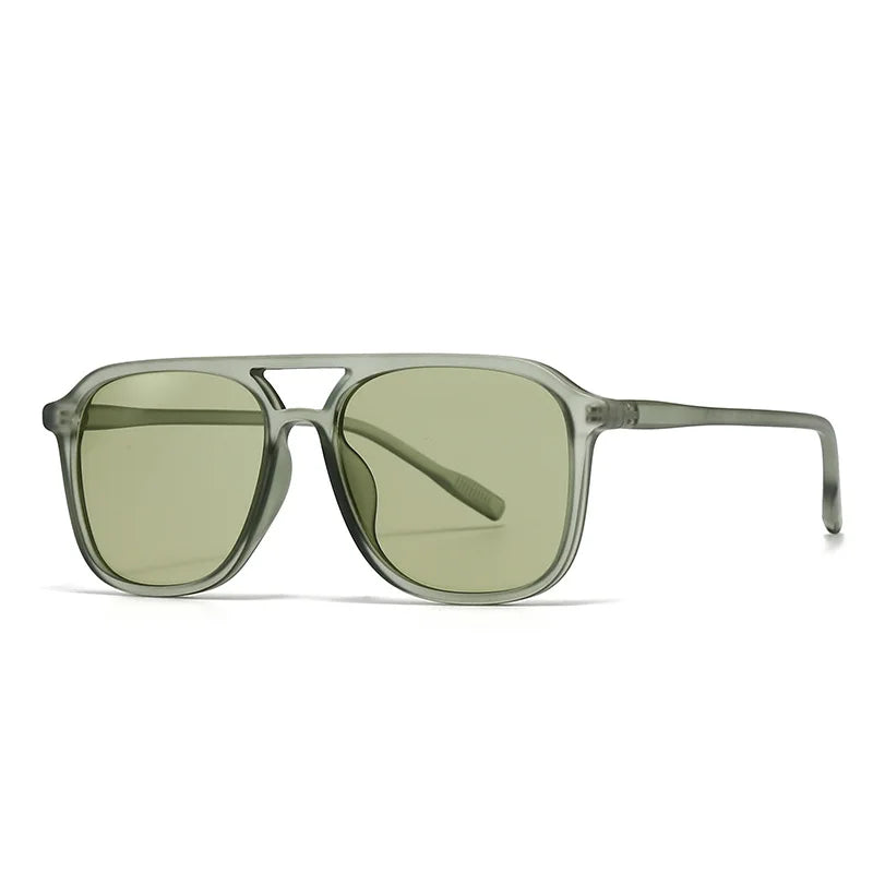 Ins Retro Double Bridge Square Women Sunglasses 2025 Fashion Leopard Print Gradient Lenses Men Trend Gafas de sol UV400