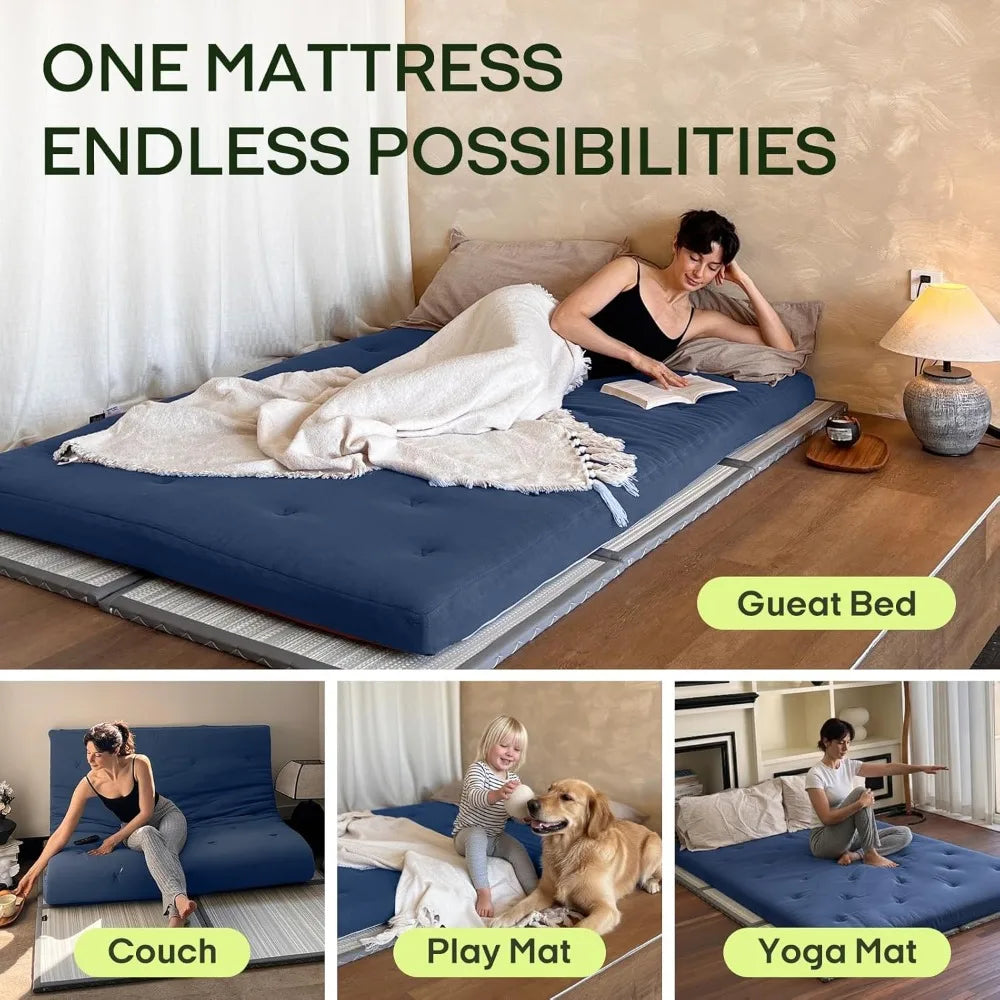 Thicken Cotton Foldable Floor Futon Mattress Twin Size Tatami Sleeping Pad Roll Up Portable Dorm Bed
