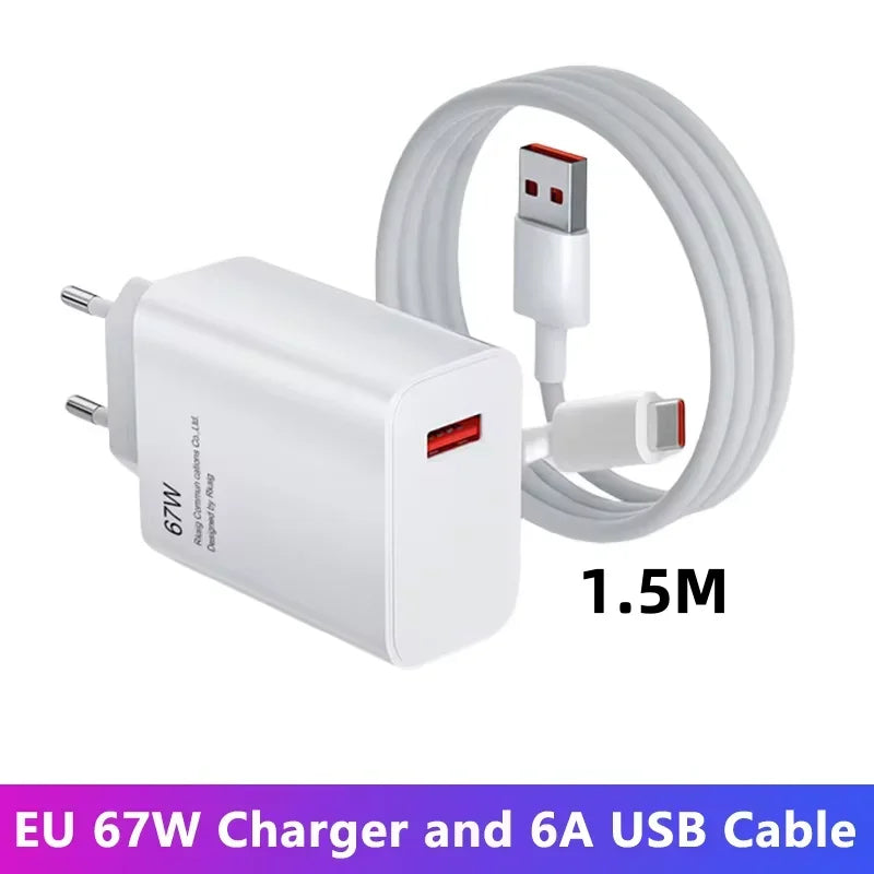 67W USB Fast Charger for Xiaomi 14 13 12 11 10 Ultra Redmi Note 12T 13 Pro Turbo Quick Charge Type C Cable Fast Charging Adapter