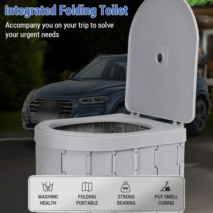 Portable Toilet for Camping Convenient Car-mounted Folding Toilet for Travel Adult Kids and Elderly Potty Odor-proof Non-slip