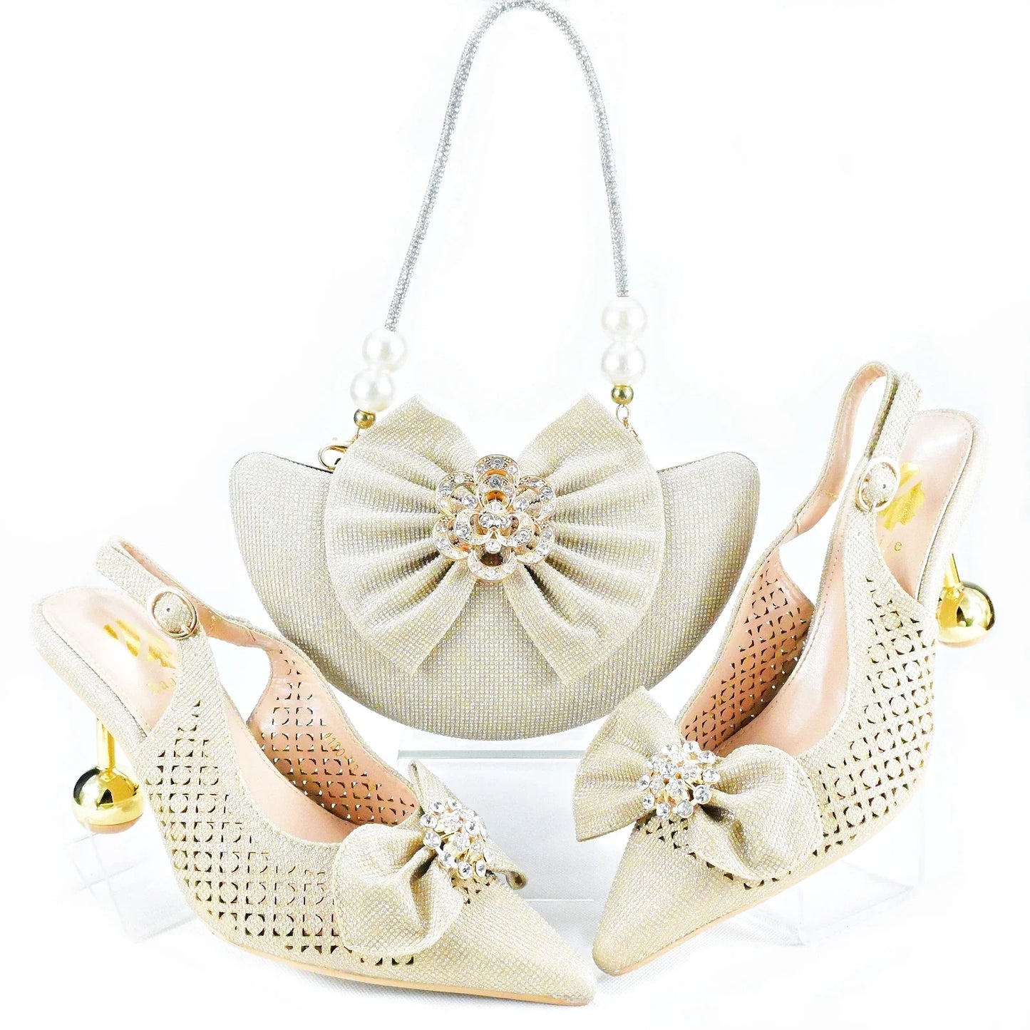 Zapatos y bolso de boda africanos recién llegados HAS1-21