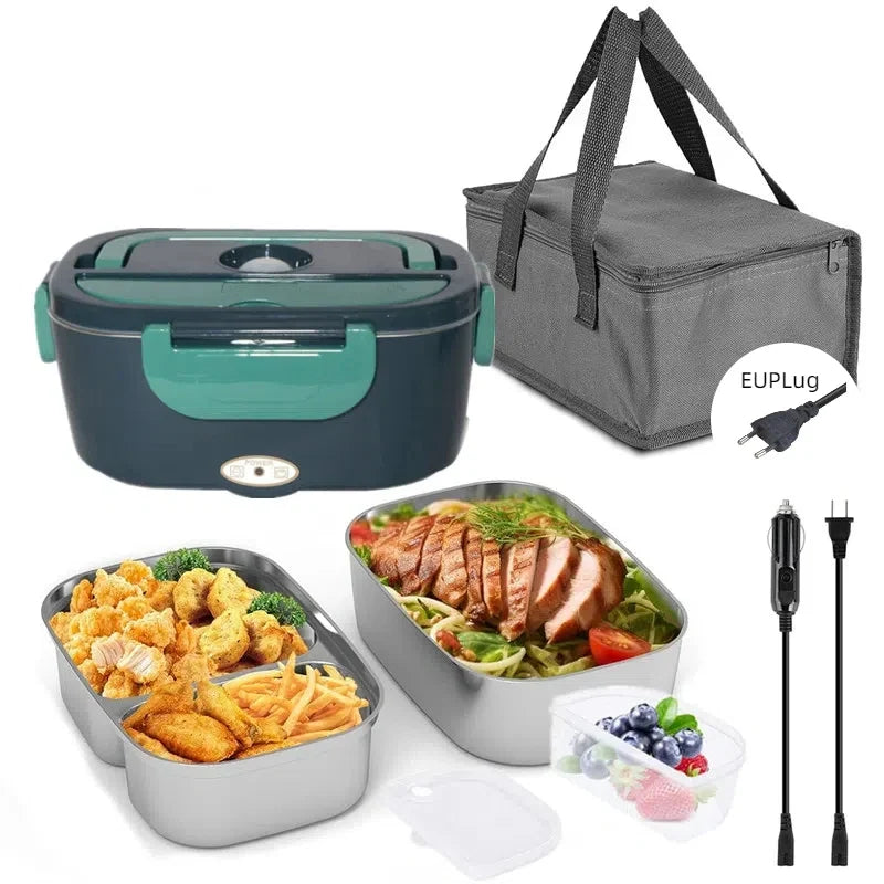HOMEFISH 1.8L Electric Lunch Box 75W Speed Heating Car Or AC Heating Travel Office Home Use Gift Knife And Insulated Handbag