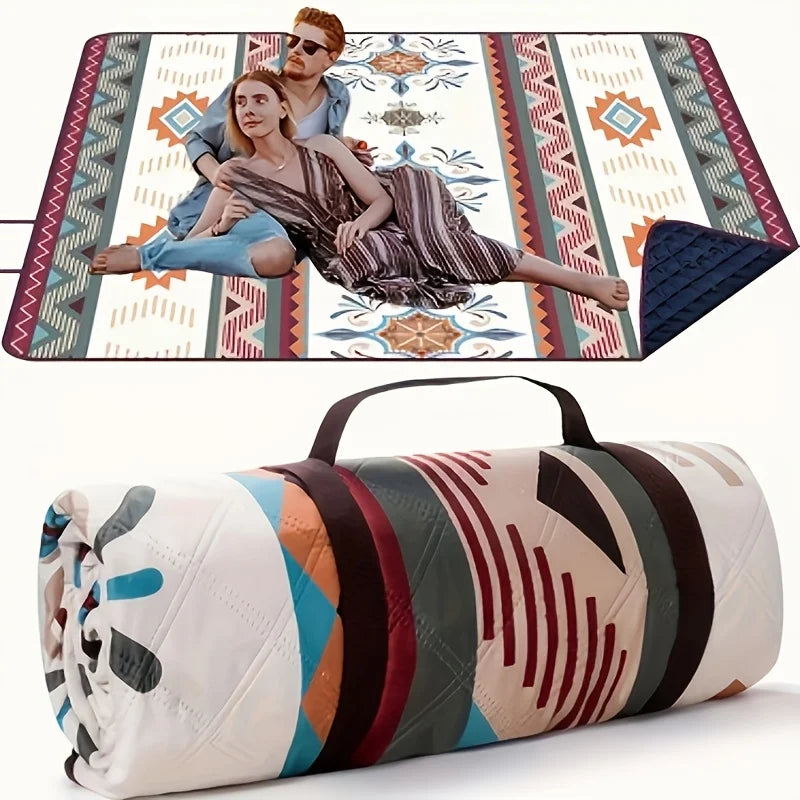 Outdoor Camping Picnic Blanket, Portable Beach Mat, PU Coated Oxford Cloth, Bound Edge, Foldable Lightweight Mat