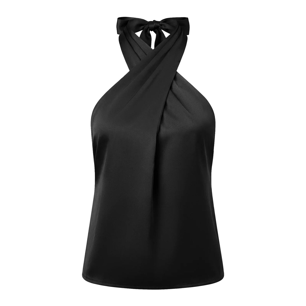 Women Satin Tank Tops Solid Color Backless Sleeveless Cross-criss Halter Vest 2026 Summer Fashion Elegant Top Streetwear