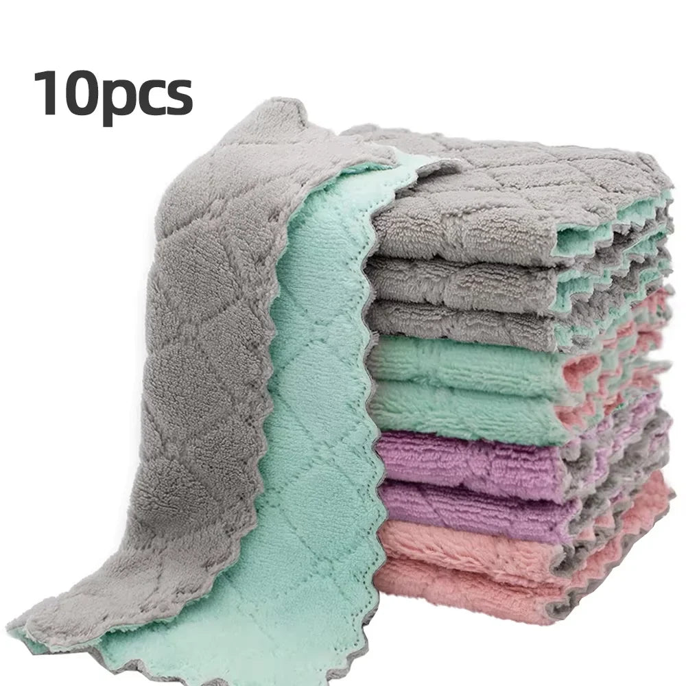 Soft Absorbent Cleaning Rags 10 Pack Reusable Dishcloths Quick Drying