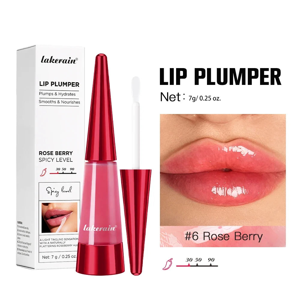 Lakerain Instant Lip Plumper Gloss Oil Lip Long-Lasting Moisturizer Volume Boosting Lip Oil Volumizing & Hydrating Non-Dry Plump
