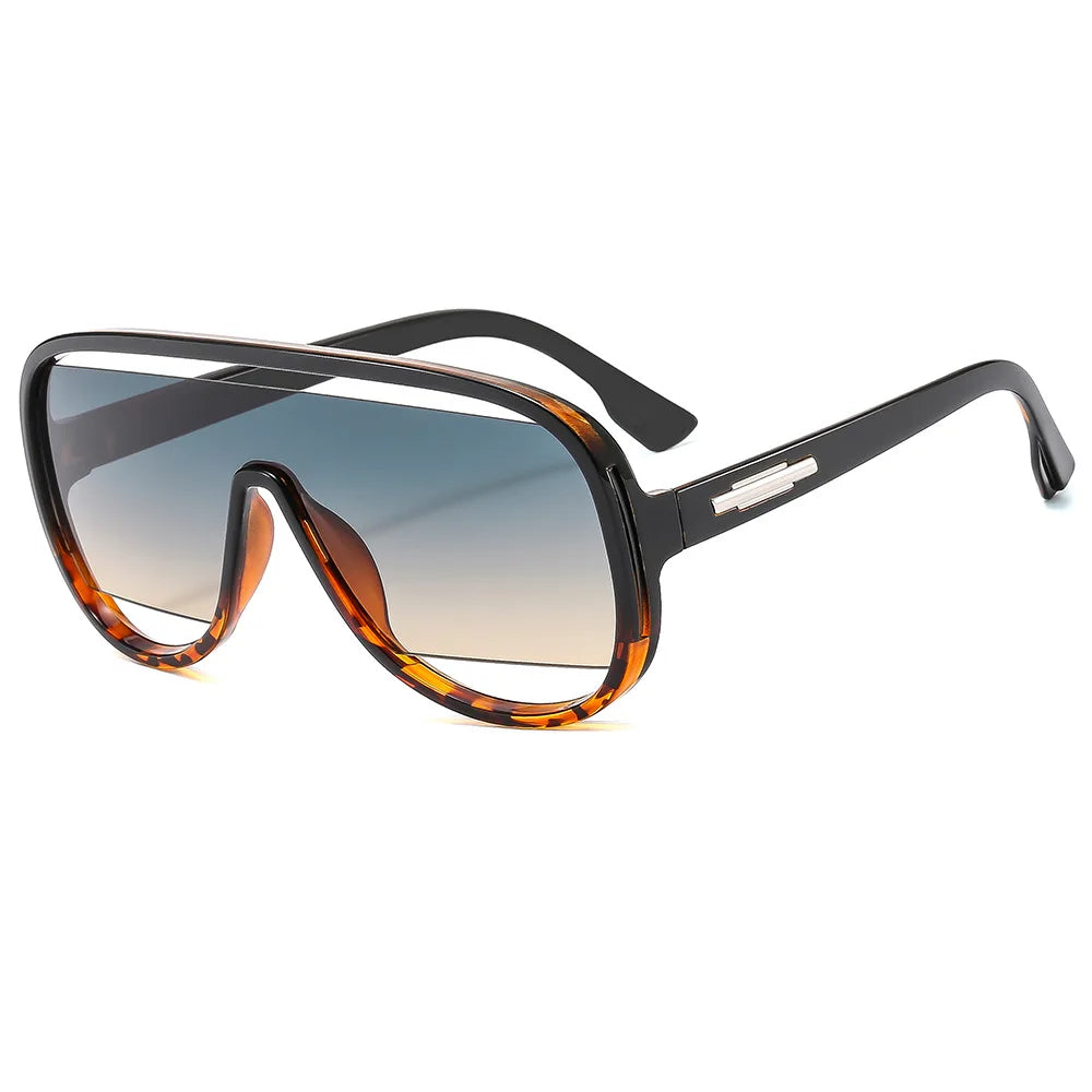 Fashion Oversized Pilot Men Unique Hollow Sunglasses Women Retro One Piece Gradient Mirror Shades UV400 Rimless Sun Glasses