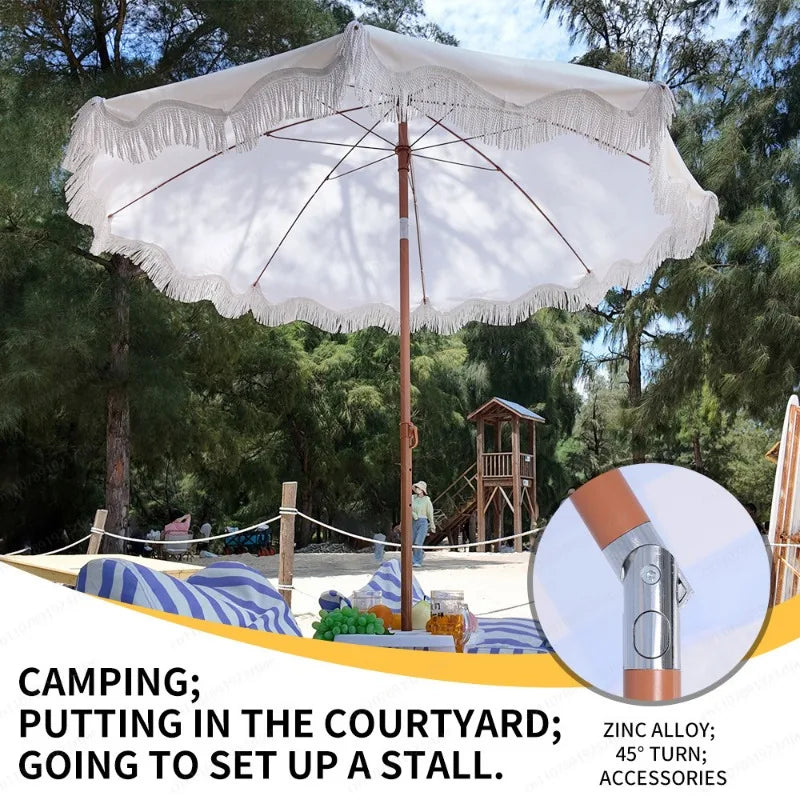 Large Camping  Seaside Resort Beach Umbrella Courtyard Tassel Sun Umbrella Pool Sun Protection Terrace