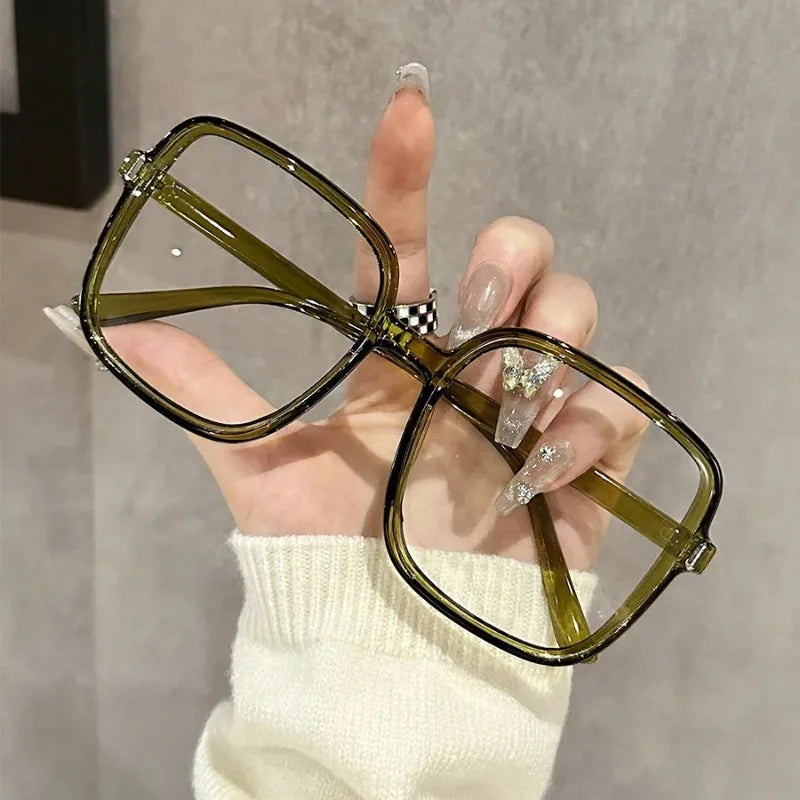 Square Oversized Transparent Eyeglasses Women Anti Blue Blocking Computer Eyeglass Black Unisex Optical Glasses
