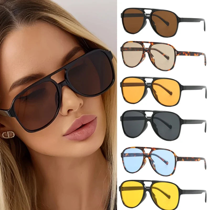 Protective Glasses Fashion Large Frame Square Women Sunglasses Colorful Lens Gradient Sun Glasses Outdoor Casual Eyewear UV400