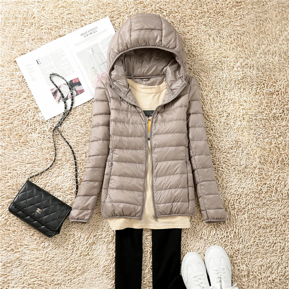 Women Puffer Jacket 15 Colors Plus Size 5XL 6XL 7XL 2025 New Spring Autumn Female Ultra Lightweight Packable Hooded Down Coats