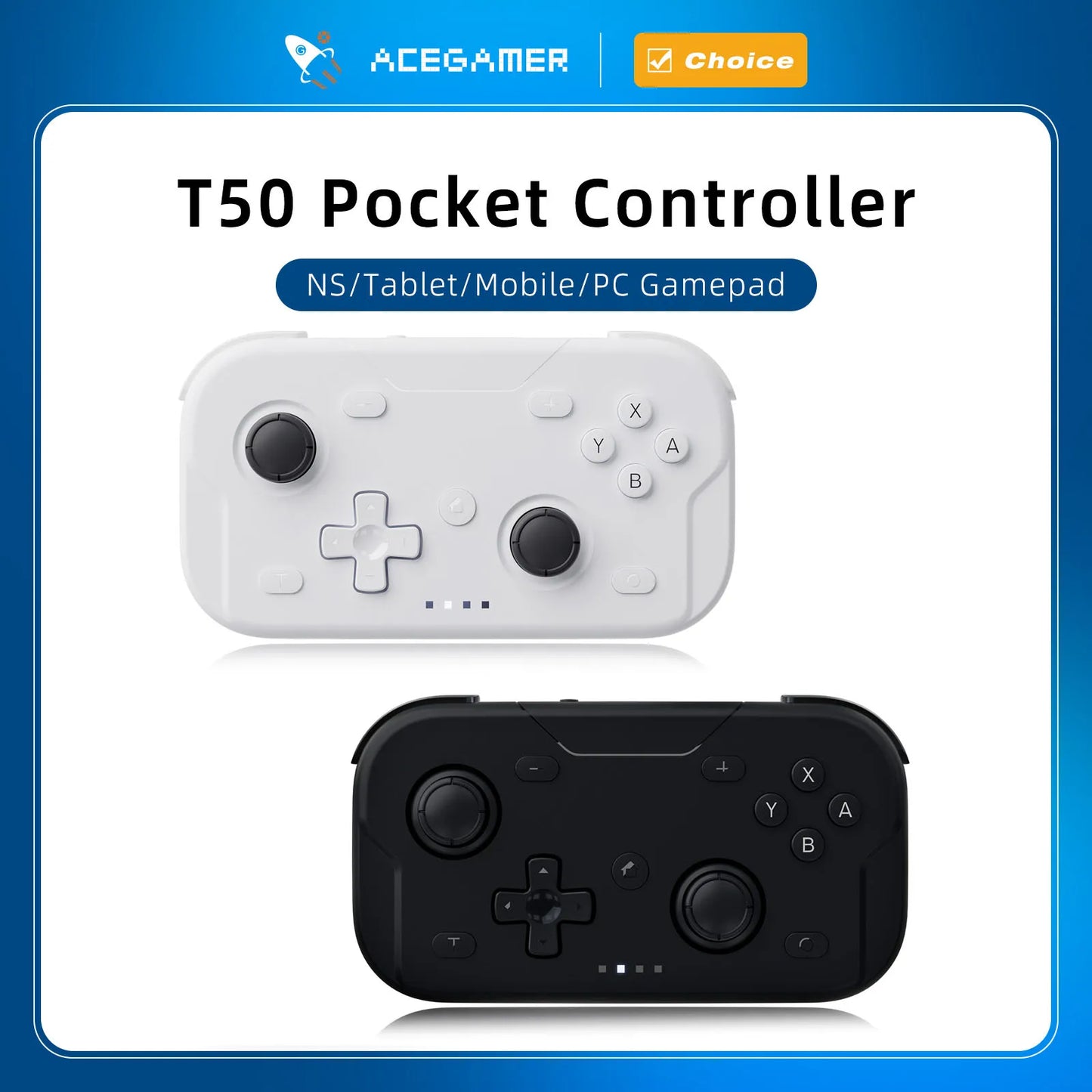 AceGamer Pocket Game Controller Portable Hall Joysticks 1000Hz Bluetooth Gamepad for Switch/Switch2/Android/iOS/PC/Steamdeck