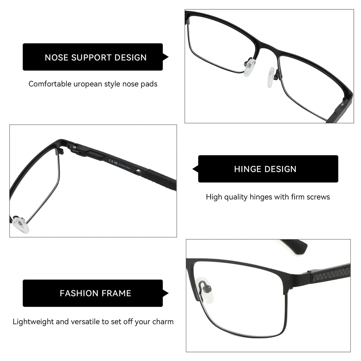 ZENOTTIC Anti Blue Light Reading Glasses for Men Computer Readers Trendy Square High-quality Metal Frame Anti Glare Presbyopic
