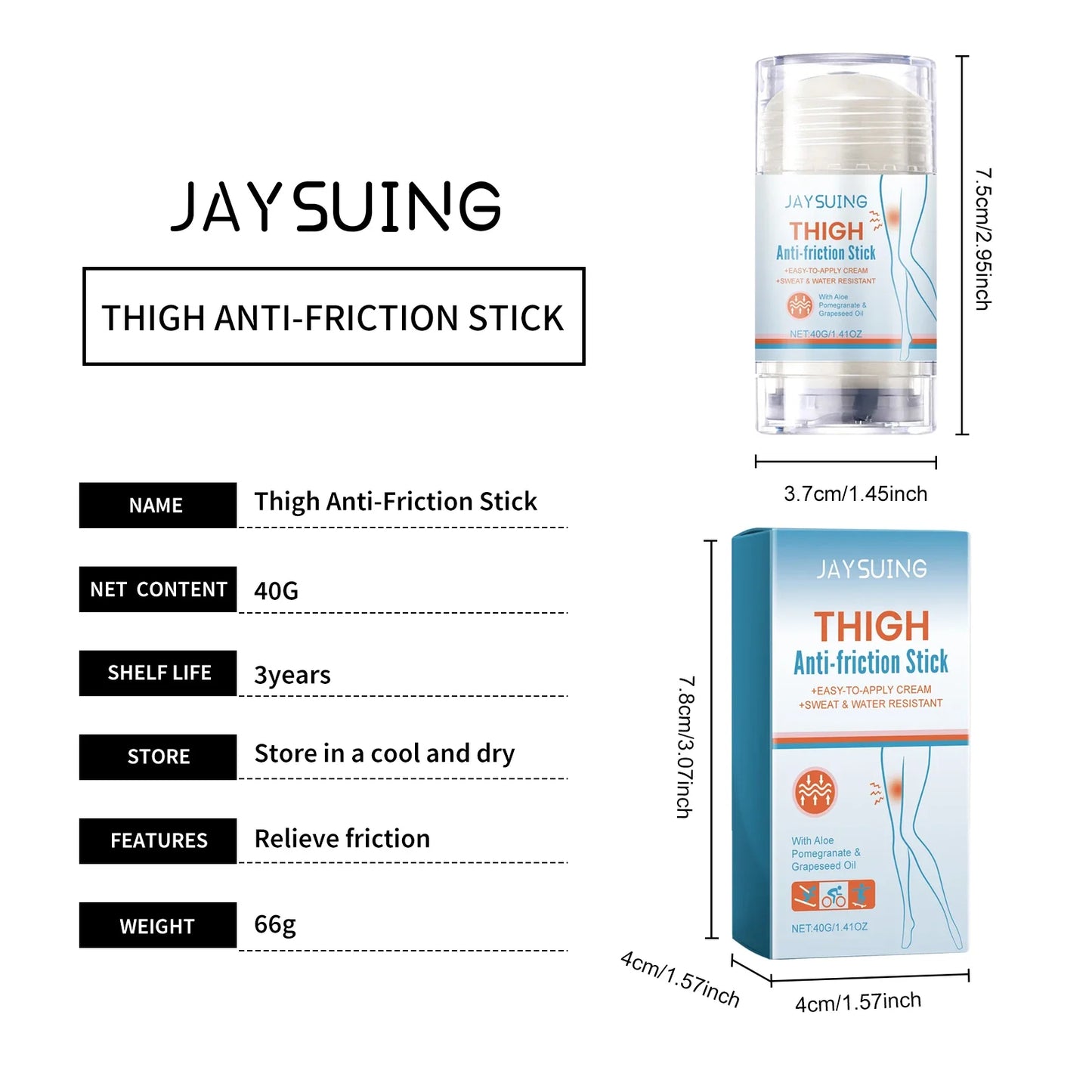 Anti Chafing Stick Running Prevent Arm Chest Thigh Chafing Irritation Aloe Soothe Moisturize Rough Skin Outdoor Anti Chafe Balm
