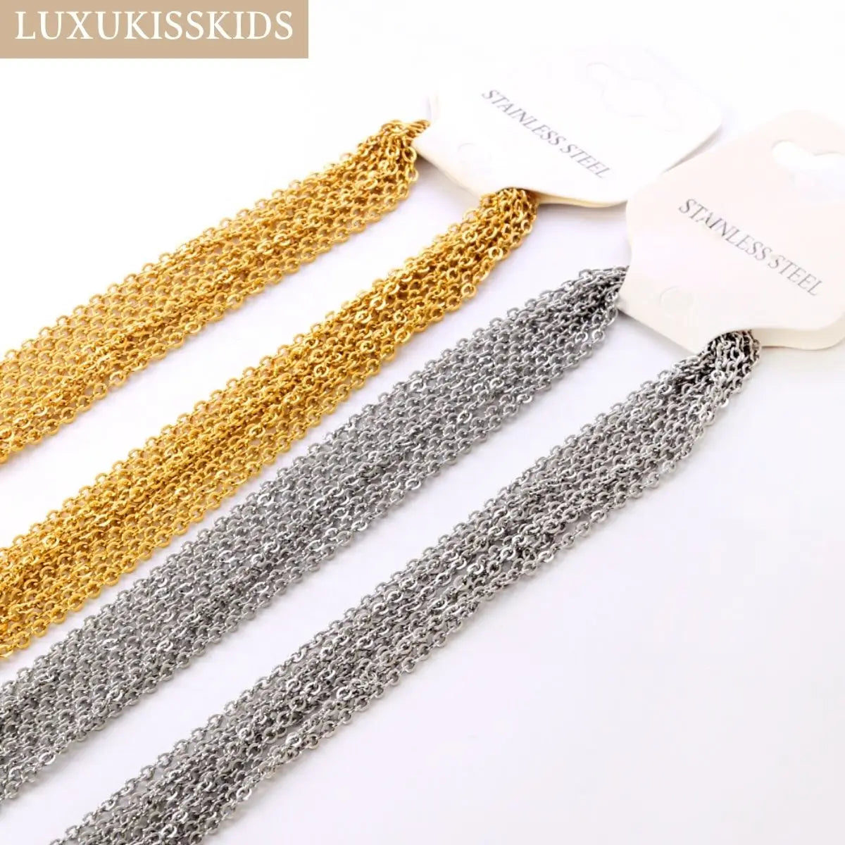 LUXUKISSKIDS Stainless Steel Chains DIY Jewelry Making O-Chain Necklace 10pcs/Lots 1.5/2MM Woman Accessories Choker 18K Golden