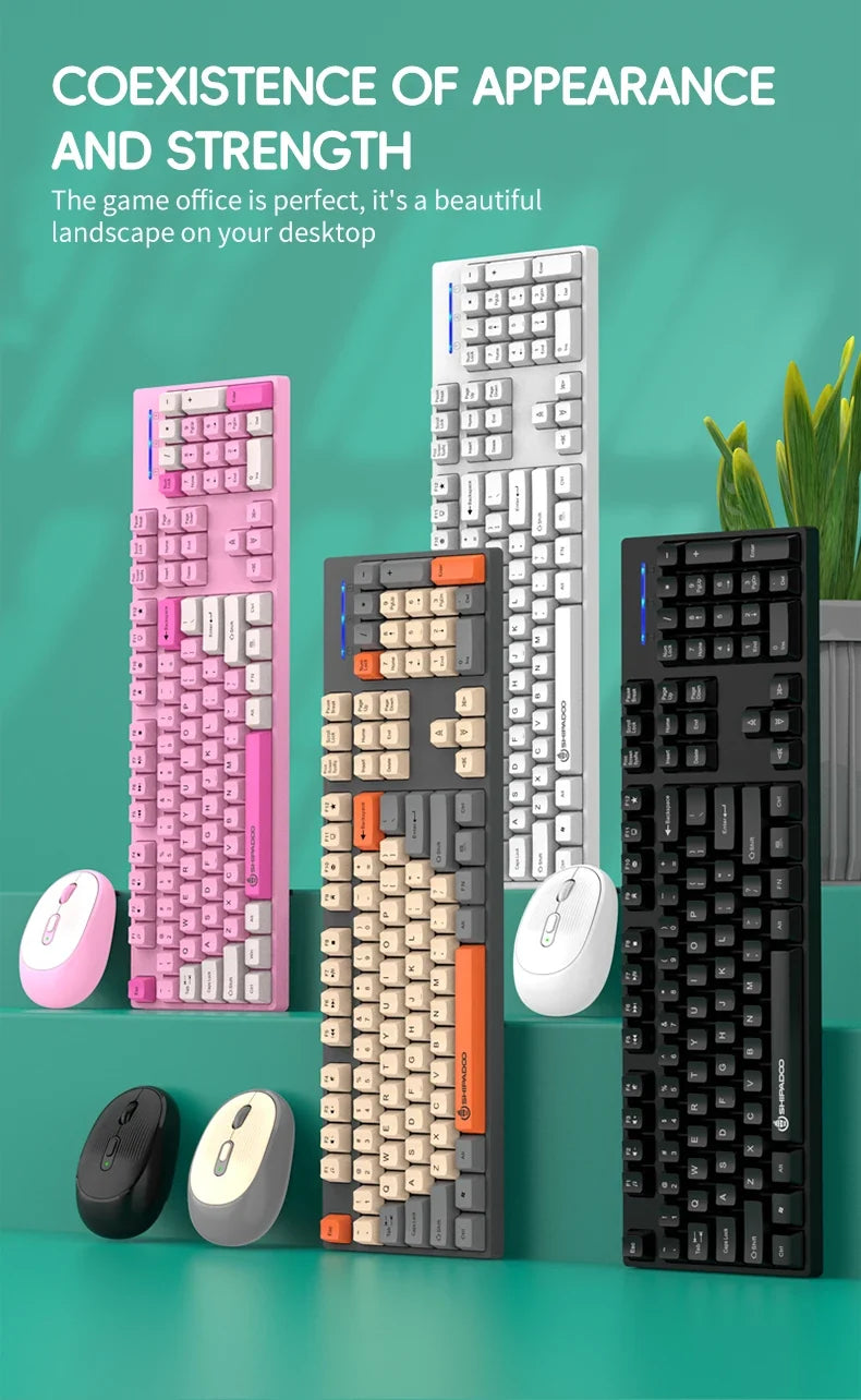 Shipadoo Wireless Gaming Keyboard and Mouse Combo for Laptop, Desktop, and Office Use