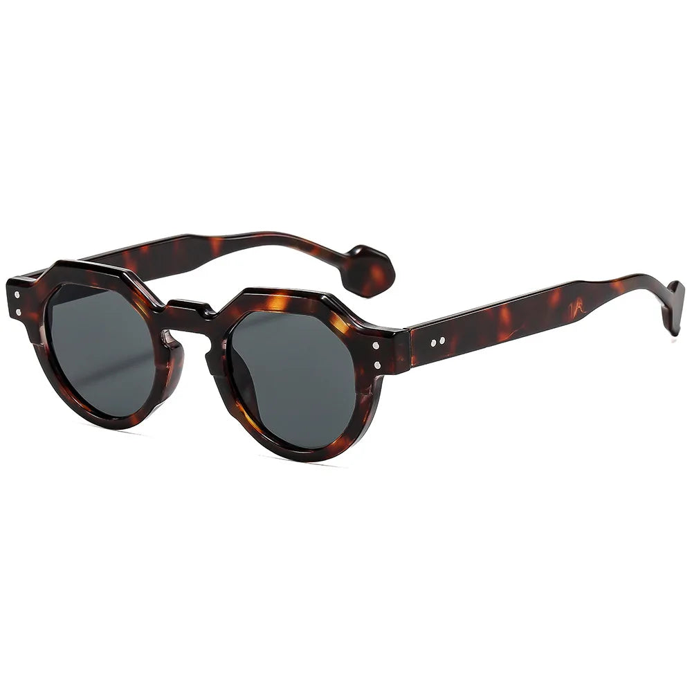 Fashion Small Irregular Square Sunglasses Women Retro Round Shades UV400 Men Rivets Punk Sun Glasses