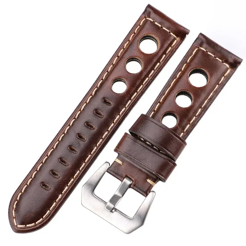 Samsung Galaxy Watch 7, 6, 5, 4 & FE Three-Hole Rally Leather Band