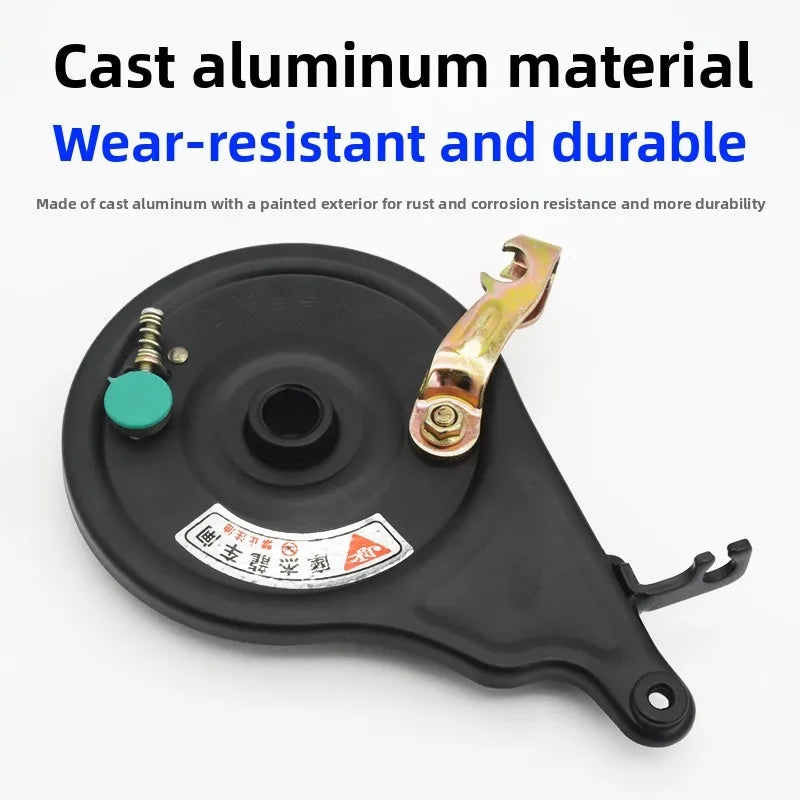 Electric scooter with 110-volt motor and integrated rear brake, electric motorcycle drum brake, tensioning assembly.