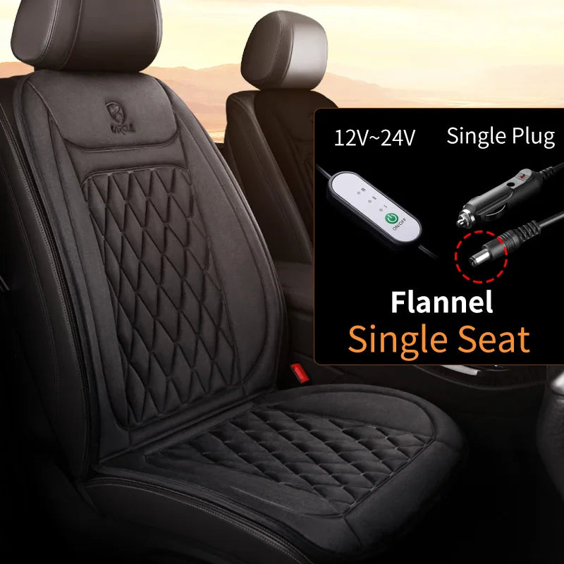 12-24V Heated Car Seat Cover – Fast Heating Flannel Seat Warmer Protector 25W