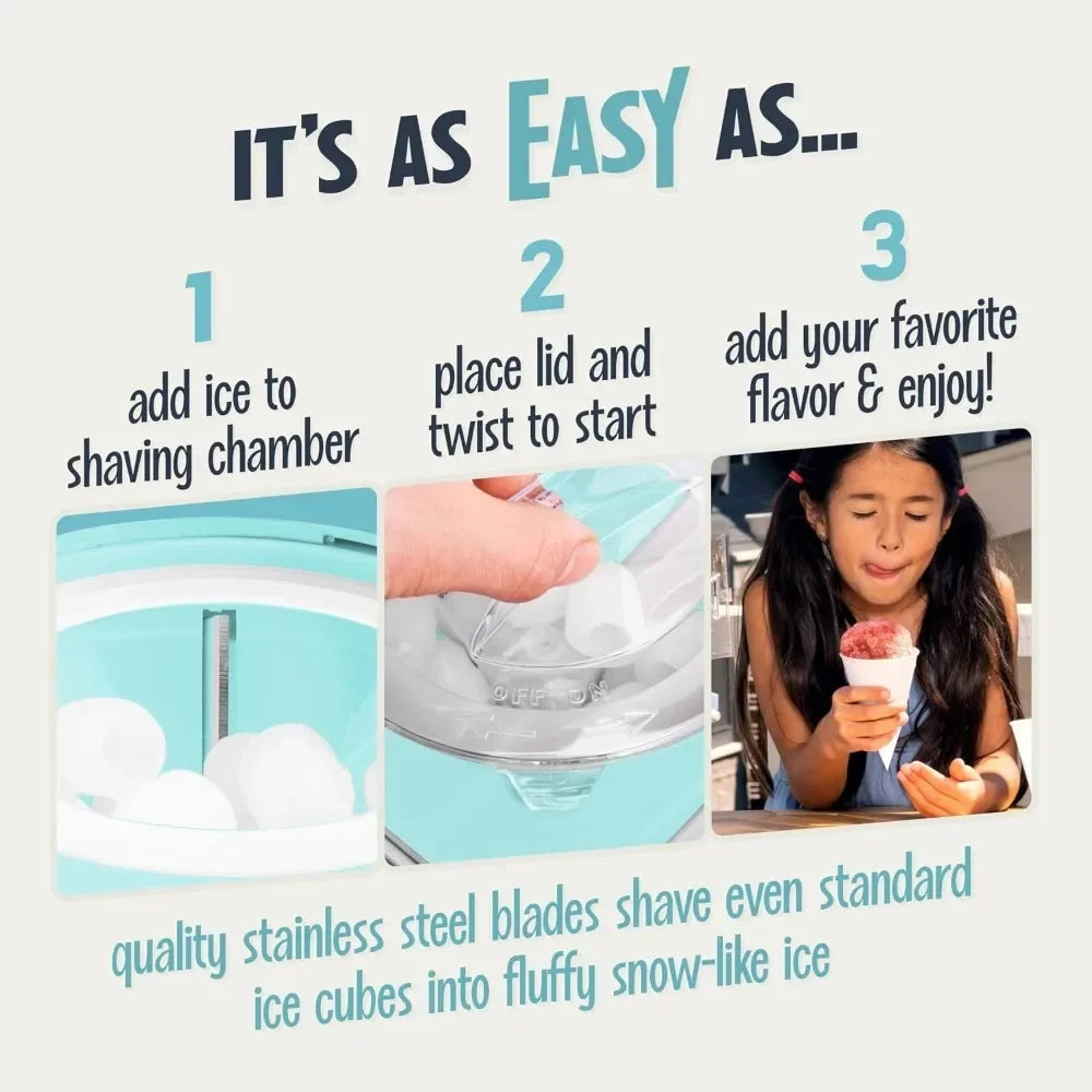 New Upgrade US Shipping Single Serve Retro Snow Cone Machine Countertop Shaved Ice Maker for Slushies Hawaiian Ice with Reusable