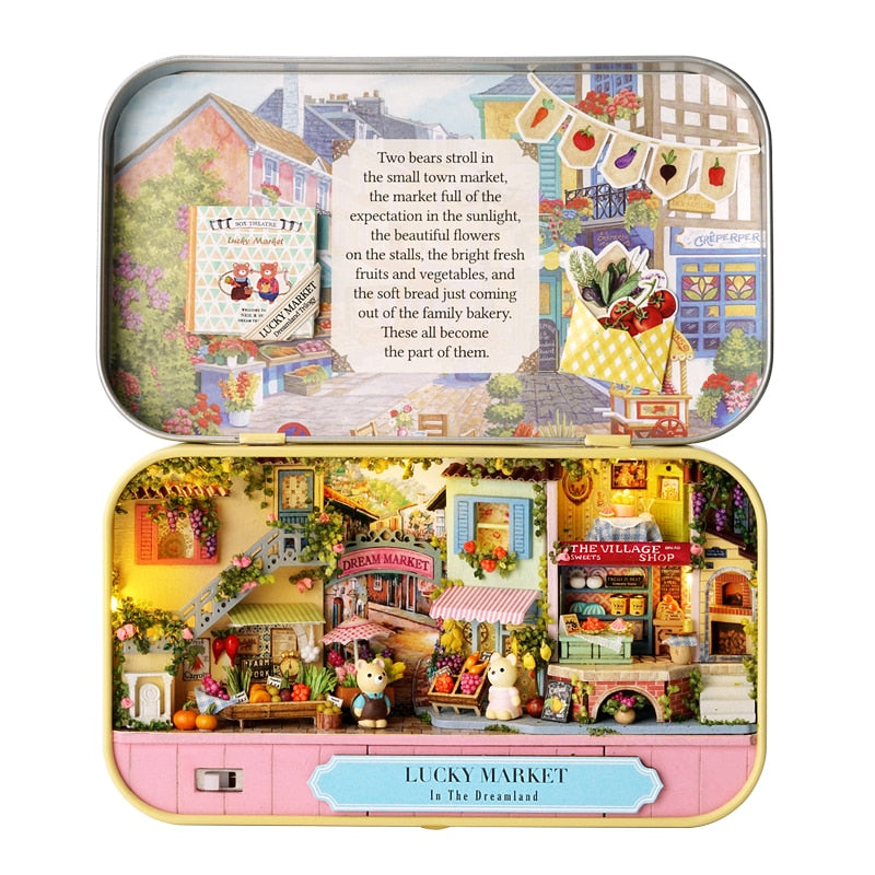 Teatro de caja de casa de muñecas en miniatura