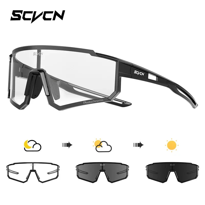 SCVCN Color Photochromic Cycling Glasses Men MTB Cycling Sunglasses Women Road Bike Glasses Outdoor Sports Bicycle Sunglasses
