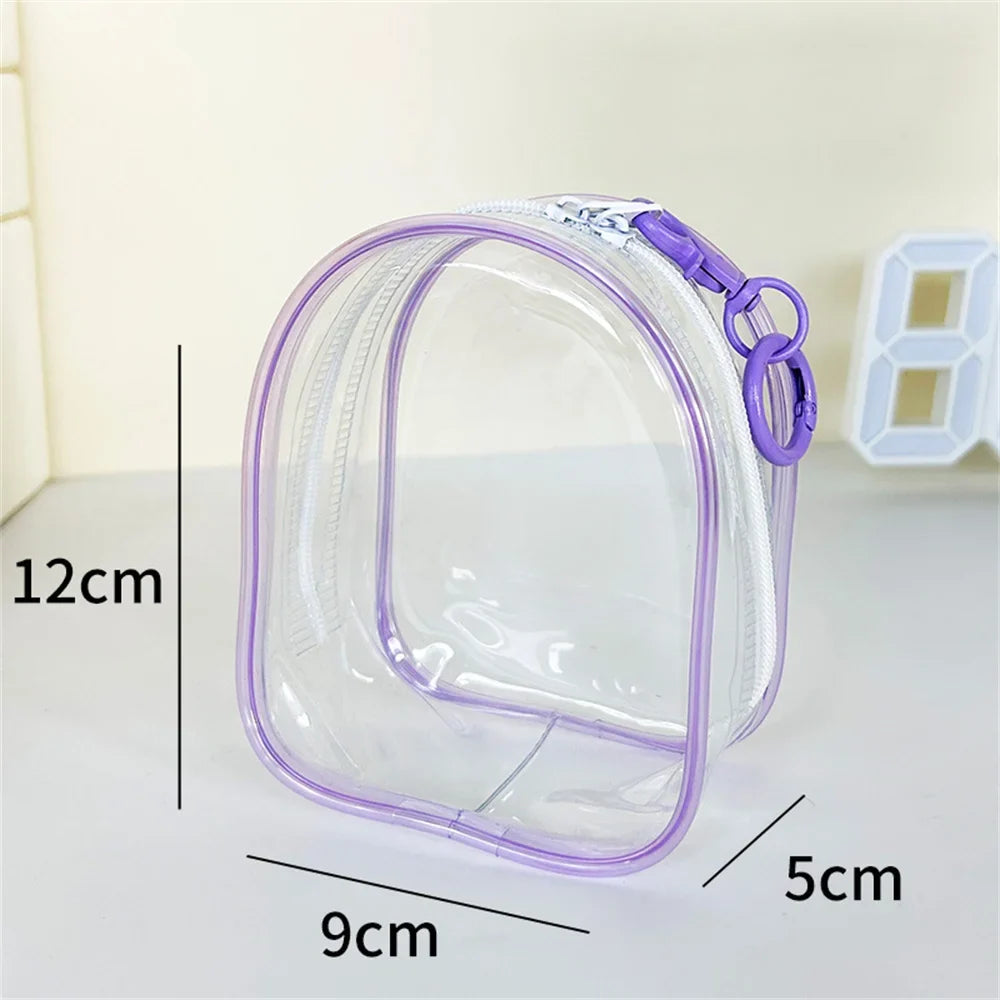 Couple Dolls Storage Bag Transparent Pvc Zipper Organizer Bags Dustproof Plush Doll Display Case Outdoor Backpack Hanging Bag