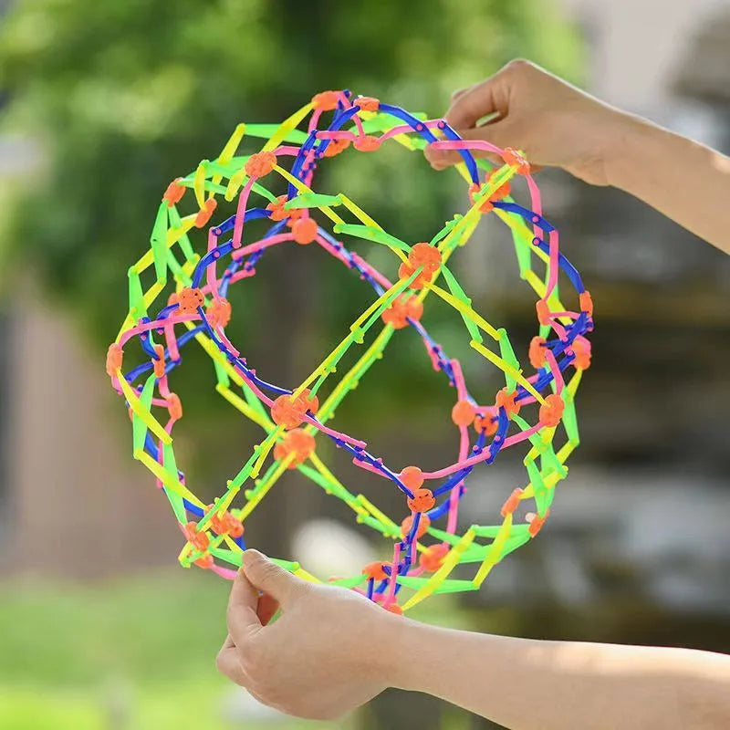Colorful Retractable Ball Kid Magic Indoor Outdoor Flower Ball Throwing Ball Game Parent-Child Interactive Toy Kid Sensory Toys