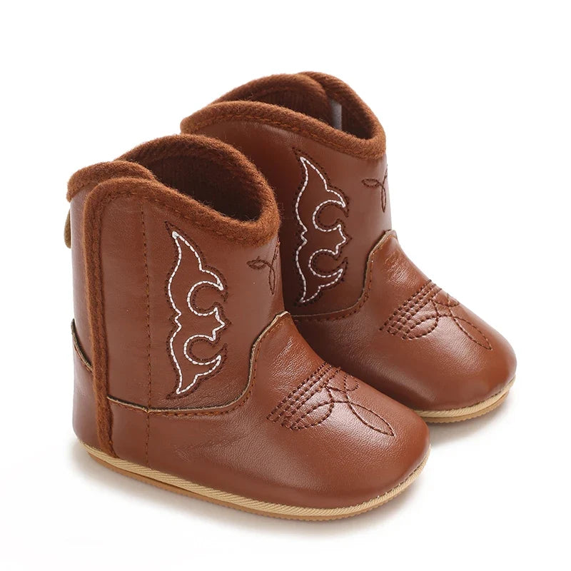 Western Denim Baby Winter Boots, Fashion Warm Casual First Walkers Shoes for Boys Girls 0-18 Months ﻿