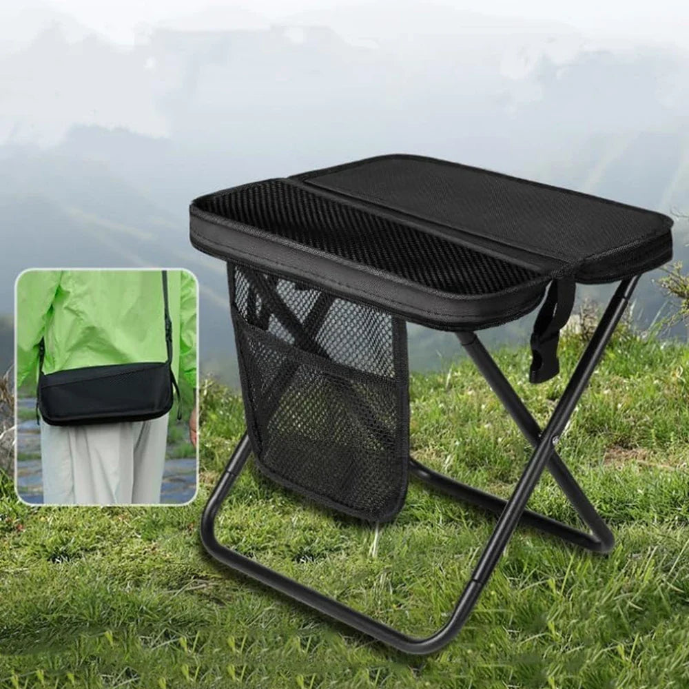 Camping Folding Stool with Storage Sack Portable Pocket Lightweight Stools for Hiking Fishing Climbing Picnic