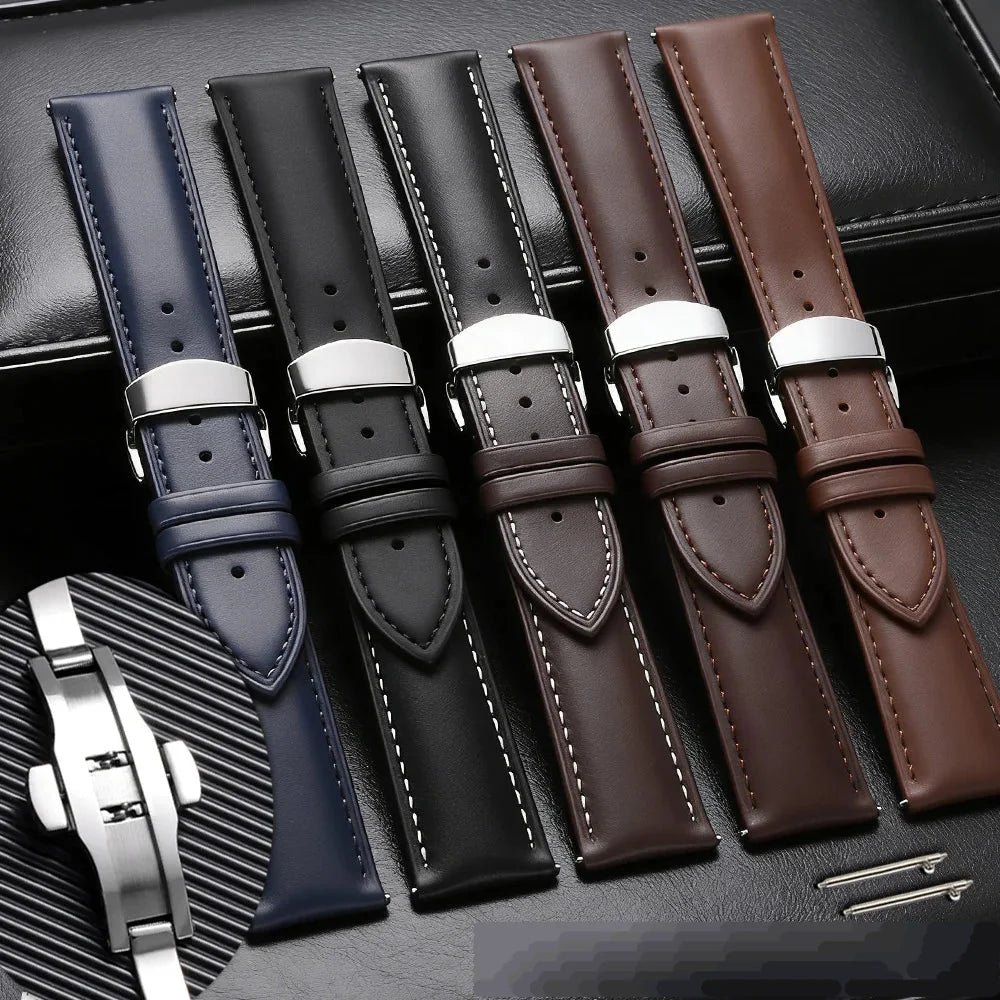 Amazfit Balance, GTR, GTS & Bip Leather Band with Butterfly Clasp