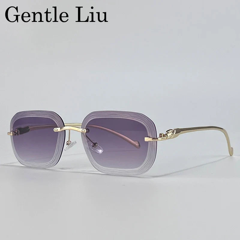 Rimless Square Sunglasses Men 2026 Luxury Brand Unique Punk Frameless Sun Glasses For Male Traveling Eyewear Metal Frame Shades