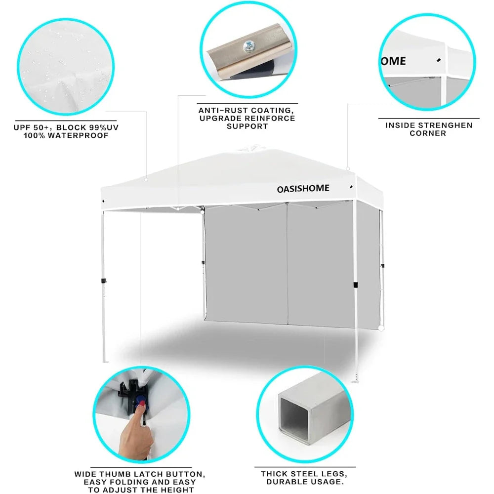 Pop Up Canopy Tent With Side Wall For Outdoor Events