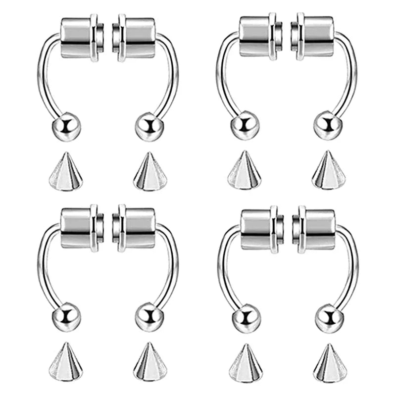 1/4pcs Women Fake Piercing Nose Ring Hoop Septum Piercing Nose Clip