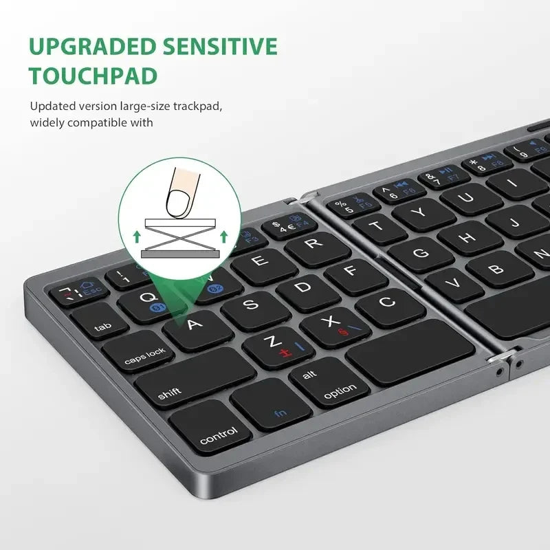 New Foldable Bluetooth Keyboard with Touchpad, Ultra-Thin Portable Wireless Keyboard for Tablet/Phone/Laptop