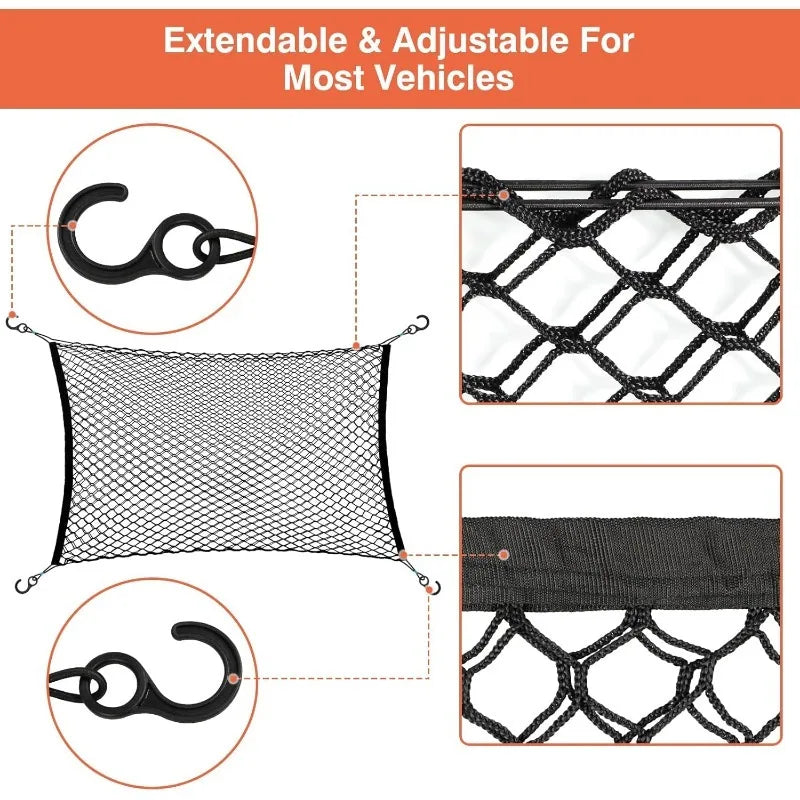 120X90CM Car Trunk Fence Pet Dog Isolation Protective Net Durable Elastic Isolation Double Layer Nets Safety Fence for Any Car