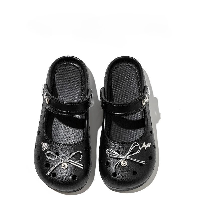 Cute DIY Bow Knot Indoor Street Slippers For Women Fashion Clogs Female Summer Shoes Soft EVA Anti-slip Ladies Home Beach Slides