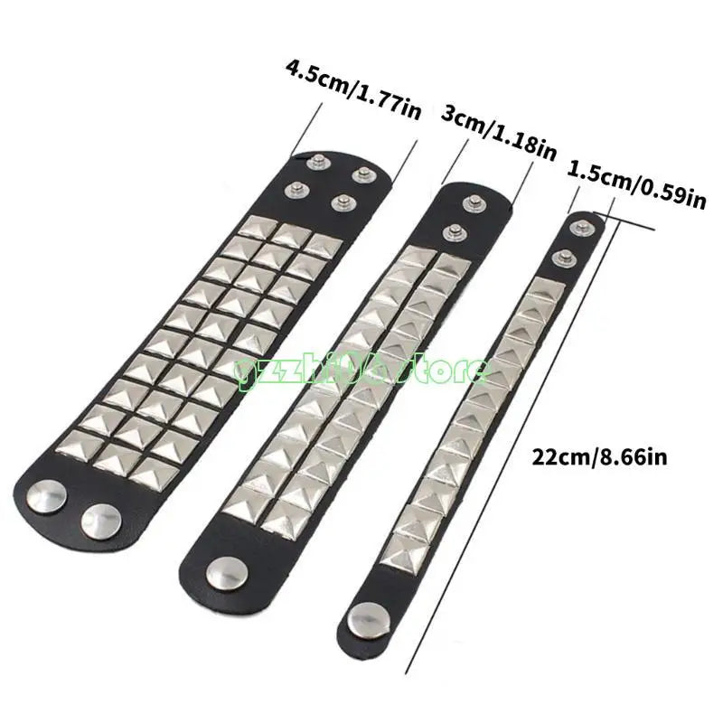 T5UF Stylish Punk Rock Bracelet Square Rivets Punk Wristband Trendy Gothic Jewelry Suitable for Individuality and Comfort
