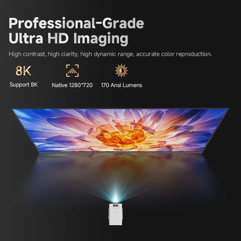 KIXIN Android 14 Projector 4K Netflix Official HD Projector 290ANSI WiF6 BT5.4 Keystone Smart Android TV Home Cinema projetor 4K