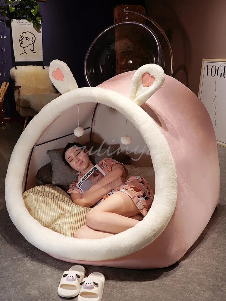Cute Oversized Adult Child Plush Tent Cozy House Lazy Person Sofa On The Ground Cat's Nest Christmas Cushions Sitting Cushion