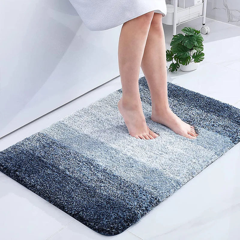 VIKAMA Gradient Stripes Imitation Cashmere Bathroom Floor Mats Anti-Slip Wear-Resistant Bathroom Mats Home Decoration